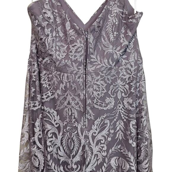 Speechless Plus Size 16 Damask Pattern V-Neck Formal Gown Lavender Prom Formal - Picture 10 of 16